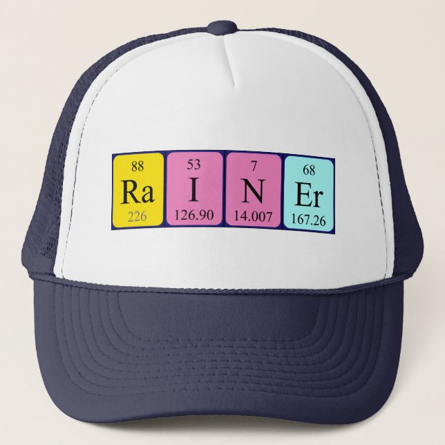 Gorra de nombres de tabla periódica Rainer (Anverso)