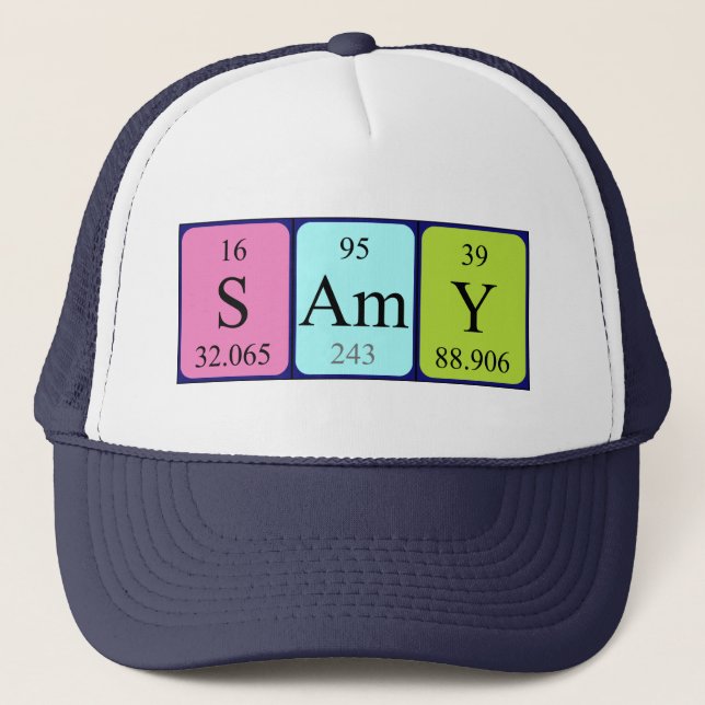 Gorra de nombres de tabla periódica Samy (Anverso)