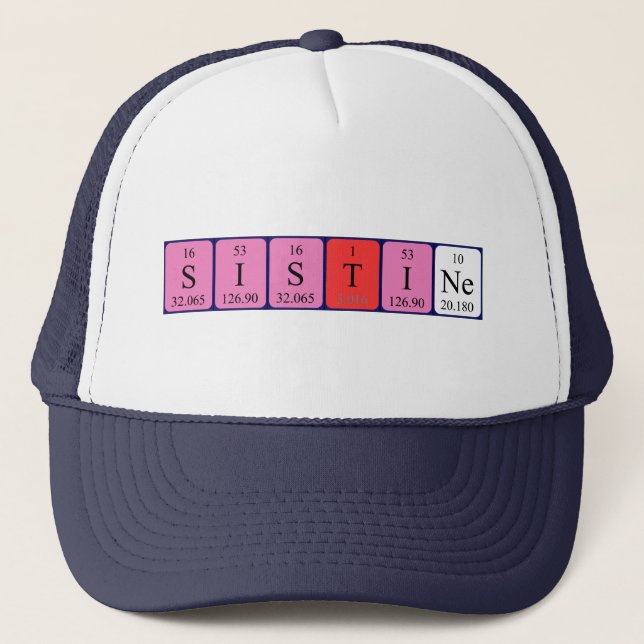 Gorra de nombres de tabla periódica sistina (Anverso)