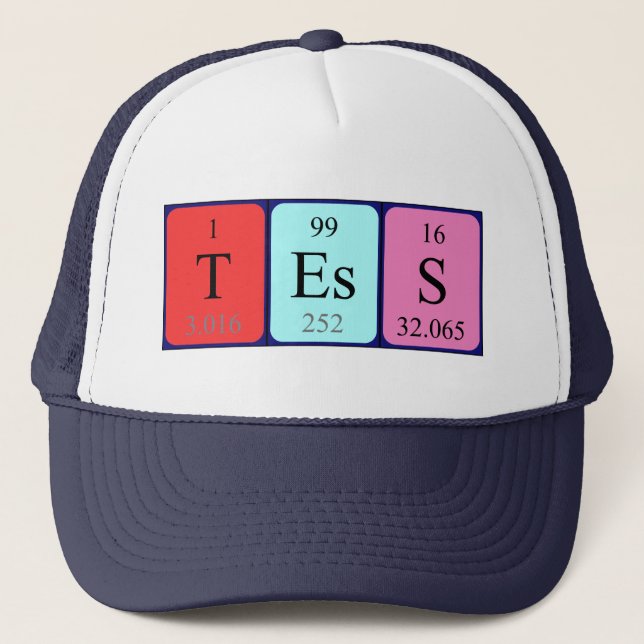 Gorra de nombres de tabla periódica Tess (Anverso)
