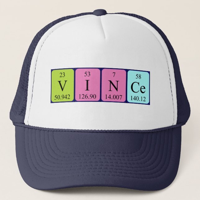 Gorra de nombres de tabla periódica Vince (Anverso)