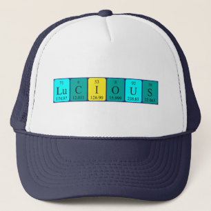 Gorra de nombres de tabla periódica y Lucious