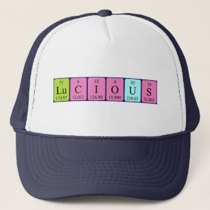 Gorra de nombres de tabla periódica y Lucious