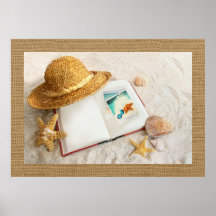 Gorra de paja Poster de arte de escena de playa