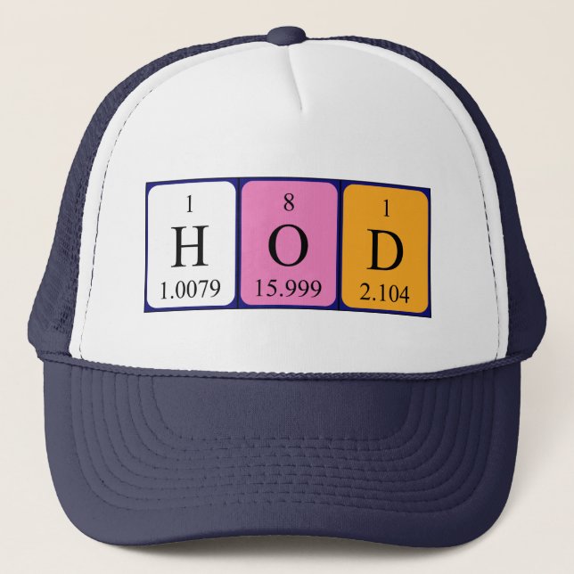 Gorra de palabras de tabla periódica de HoD (Anverso)