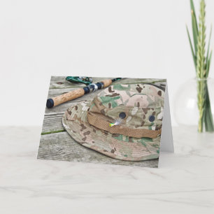 Gorra de pesca con tarjeta de cumpleaños pura