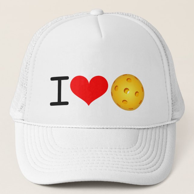 Gorra de Pickleball: "Amo Pickleball" (el blanco) (Anverso)