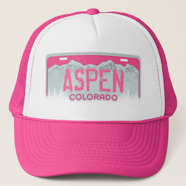 Gorra de recuerdos de placas rosa Aspen Colorado (Anverso)