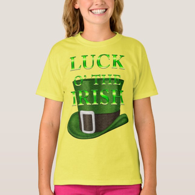 Gorra de San Patricio Chicas camiseta amarilla (Anverso)