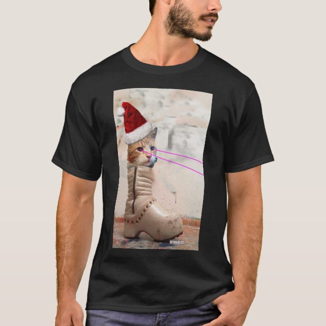 GORRA de SANTA del gato del teclado en camiseta (Anverso)
