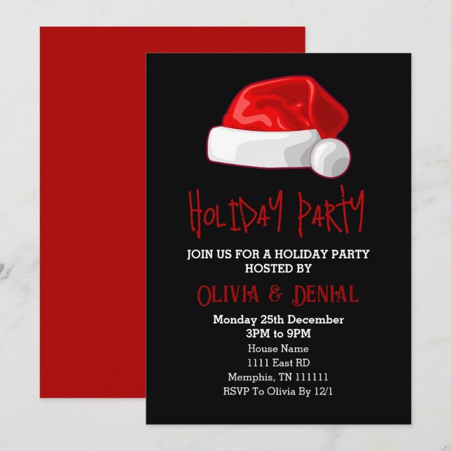 Gorra de Santa Roja Navidad Fiesta Negro (Anverso / Reverso)