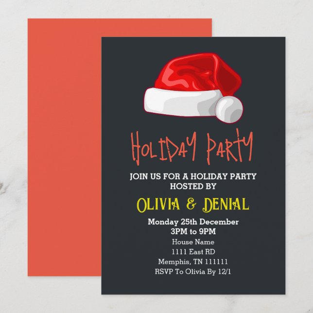 Gorra de Santa Roja Navidad Fiesta Negro (Anverso / Reverso)