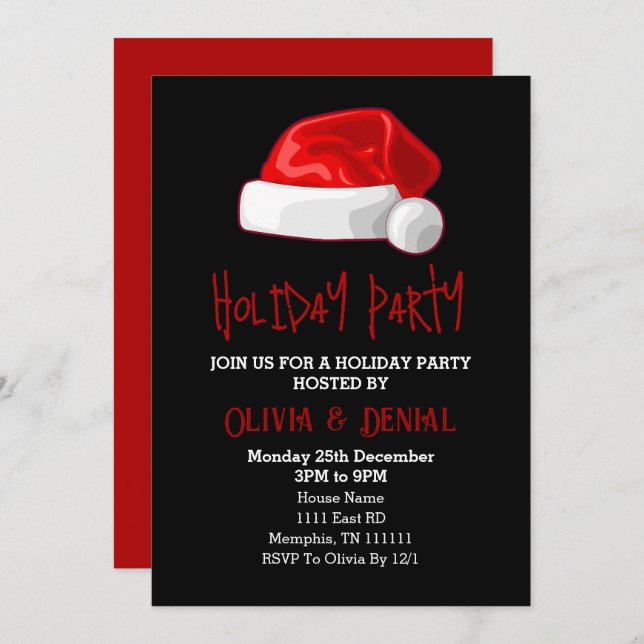 Gorra de Santa Roja Navidad Vacaciones Negro (Anverso / Reverso)