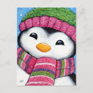 Gorra de uso de pingüino y tarjeta postal
