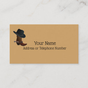 Gorra de vaquero del adorno y tarjeta de visita