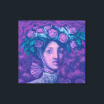 Gorra de verano, arte de retrato surrealista de fa<br><div class="desc">Poster con coloridas obras de arte, hermoso chica misterioso en gorra, decorado con flores rosas florecientes y arenas cortantes. Realismo mágico / surrealismo pop surrealista / nuevo contemporáneo. Pintura en pasto en tonos violeta y púrpura, pasteles suaves en papel, 2020 ©Julia Khoroshikh www.juliakhoroshikh.art #fantasyart #imaginaryportrait #magicrealism #magicalalism #surrealart #pastelpainting #zazzlemade...</div>