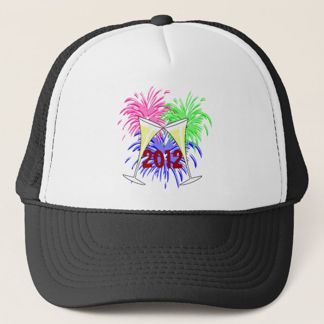 Gorra del Año Nuevo de Champagne y Fire Works (Anverso)