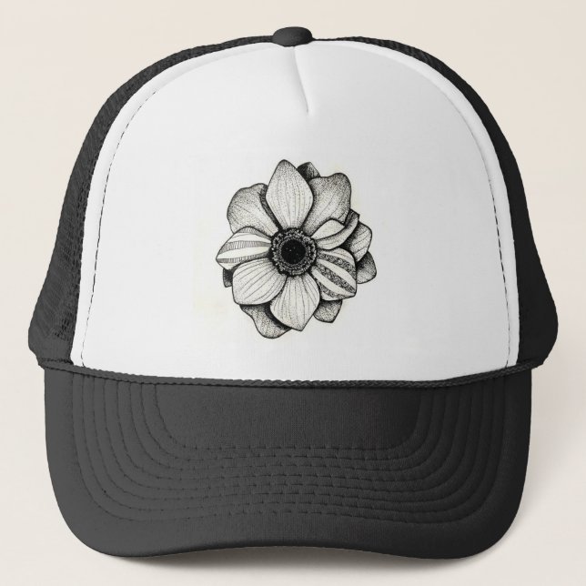 Gorra del camionero de la flor de Dotwork (Anverso)