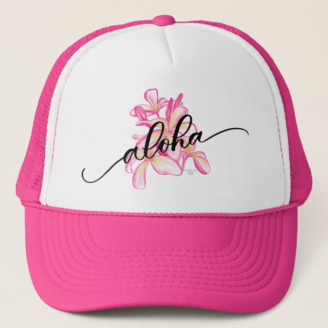 Gorra del camionero de la hawaiana del Plumeria (Anverso)