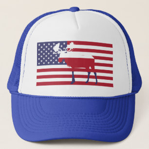 Gorra del camionero de los alces de la bandera