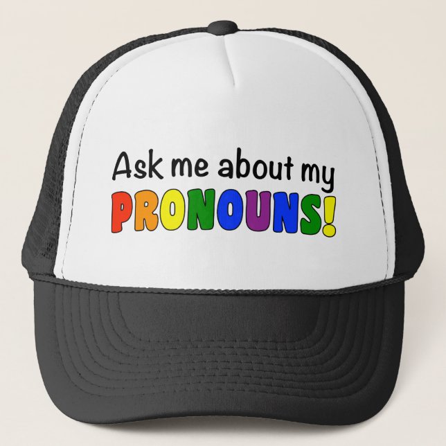 Gorra del camionero de los pronombres (arco iris) (Anverso)