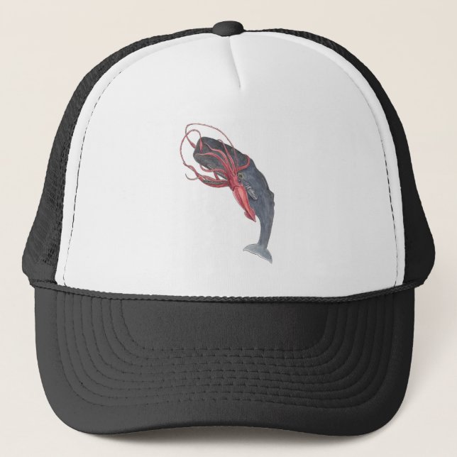 Gorra del camionero del calamar y de la ballena (Anverso)