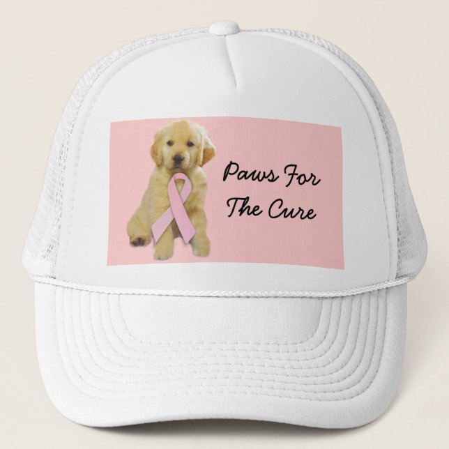 Gorra del cáncer de pecho del golden retriever (Anverso)