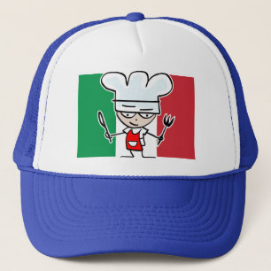 Gorra del cocinero con la bandera italiana y el