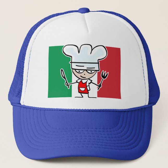 Gorra del cocinero con la bandera italiana y el (Anverso)