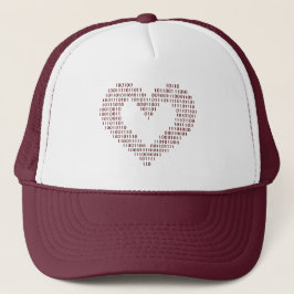 Gorra del corazón del código binario