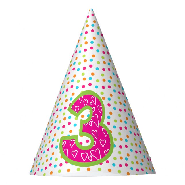 Gorra del fiesta/3ro cumpleaños con los lunares (Anverso)