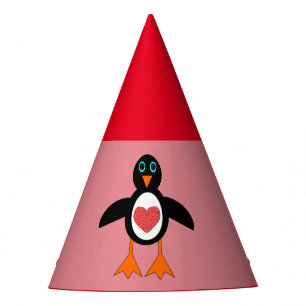 Gorra del Fiesta de Cute Love Heart Penguin