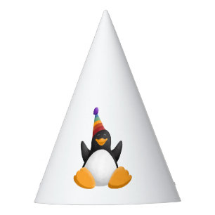 Gorra del fiesta del pingüino del feliz cumpleañ