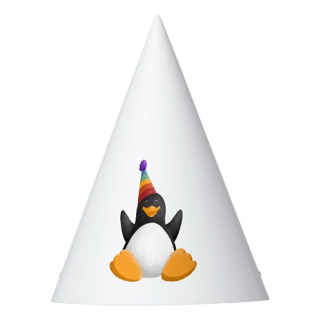 Gorra del fiesta del pingüino del feliz cumpleaños (Anverso)