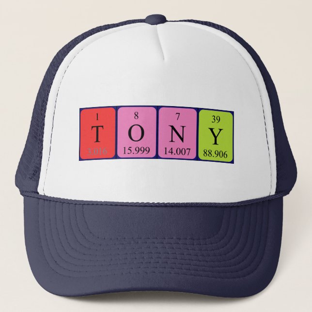 Gorra del nombre de la tabla periódica de Tony (Anverso)