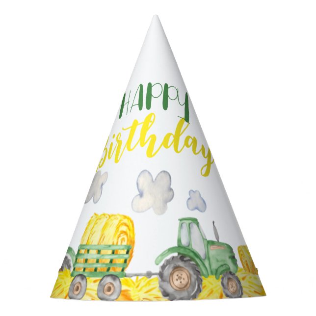 Gorra del partido de cumpleaños Green Tractor Farm (Anverso)