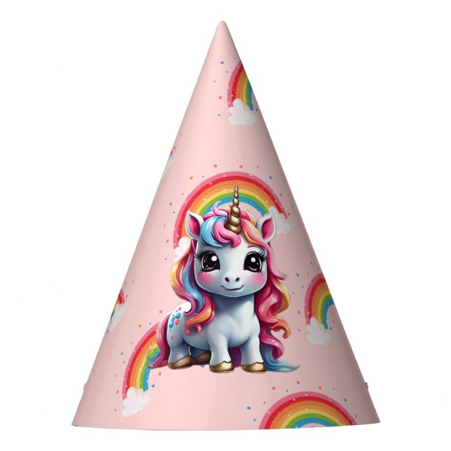 Gorra del partido de cumpleaños Rainbow Unicorn (Anverso)