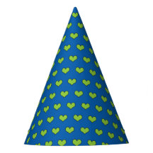 Gorra del patrón de Fiesta del corazón azul y verd