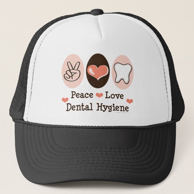 Gorra dental de la higiene del amor de la paz (Anverso)