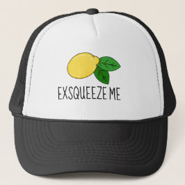 Gorra divertida "Exsqueeze Me" con diseño de limón