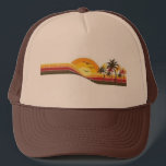 Gorra en verano de 1978<br><div class="desc">diseño de verano retro palmeras de los años 70 con puesta de sol</div>