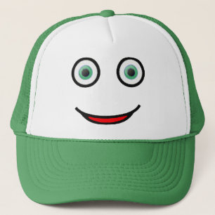 Gorra feliz del camionero de la cara de los ojos