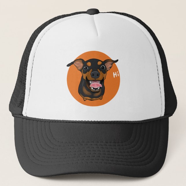 Gorra feliz del camionero del Pinscher miniatura (Anverso)