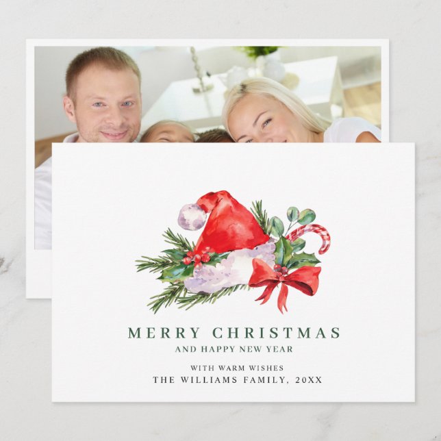 Gorra festiva de Santa Claus Navidad FOTO Saludo H (Anverso / Reverso)