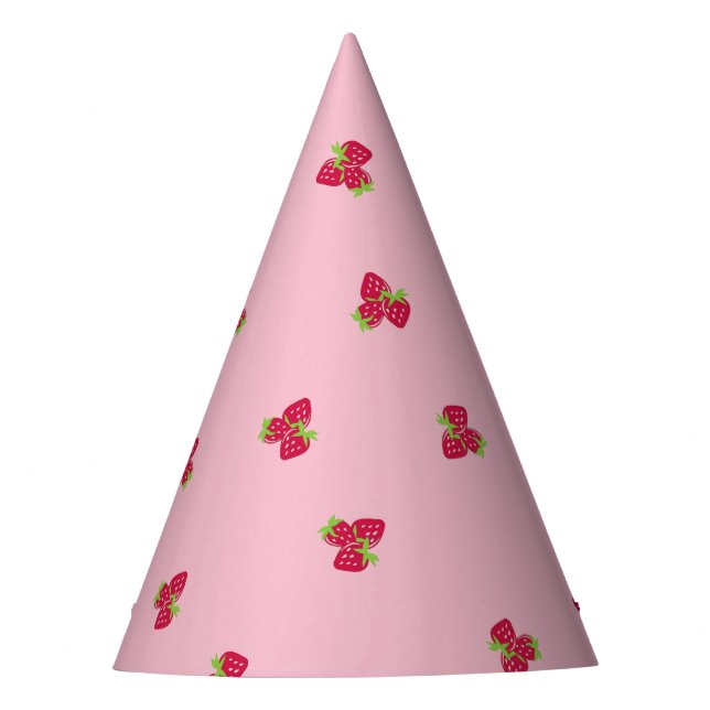 Gorra Fiesta con tema de fresa con fondo rosado (Anverso)
