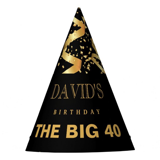 Gorra Fiesta de Confetti Negro y Oro (Anverso)