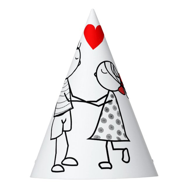 Gorra Fiesta de papel de pareja romántica (Anverso)