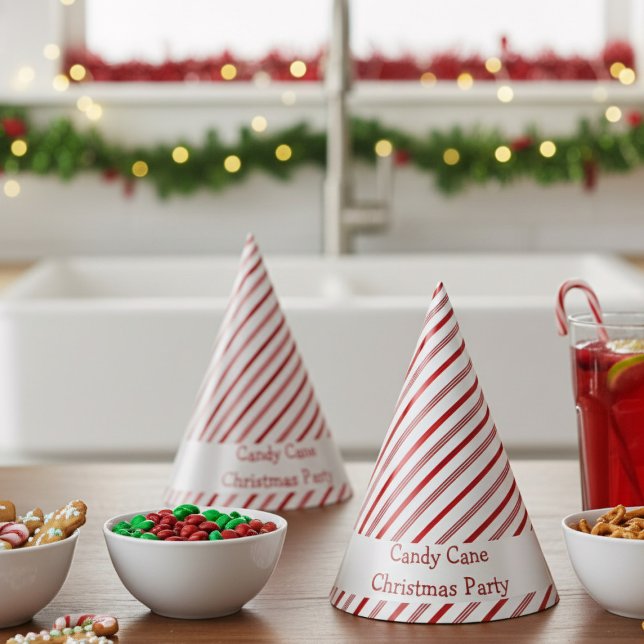 Gorra Fiesta de papel de vacaciones de Candy Cane  (Grab these easy, fun candy cane hats for instant festive cheer!)
