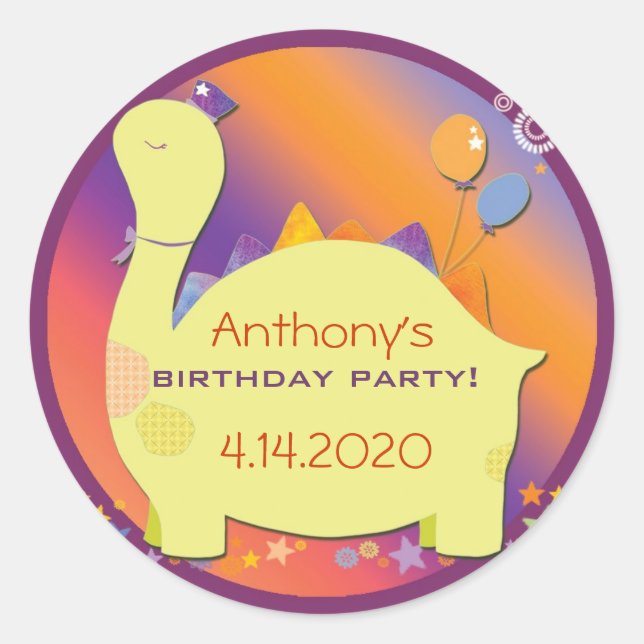 Gorra fiesta Dinosaur Kid Pegatinas del partido de (Anverso)