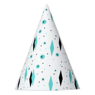 Gorra Fiesta Retro Turquesa Diamantes y Starbursts